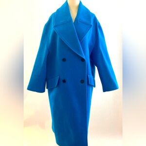 Electric Blue oversized Zara Monteco coat